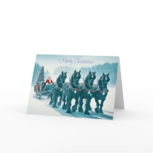 Père Noël sur le chemin Carte de Noël