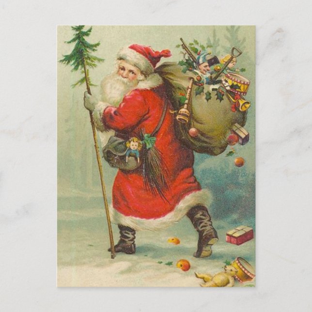 Père Noël sur son chemin Carte postale (Devant)