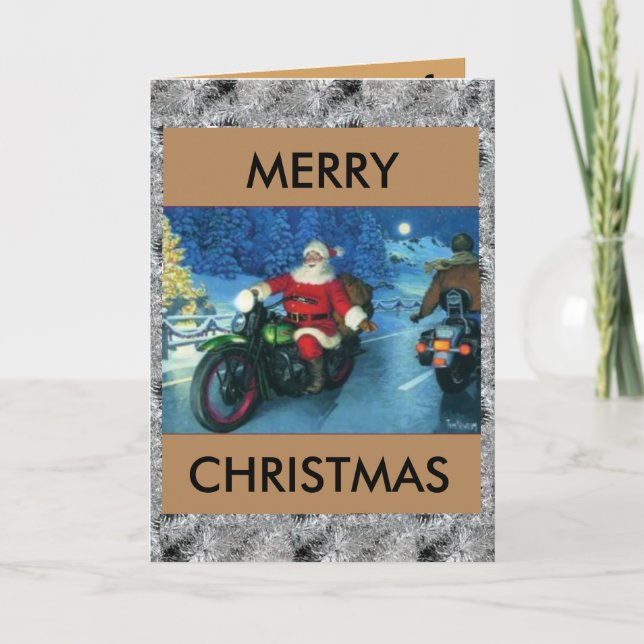 Père Noël sur une carte de Noël Harley (Devant)