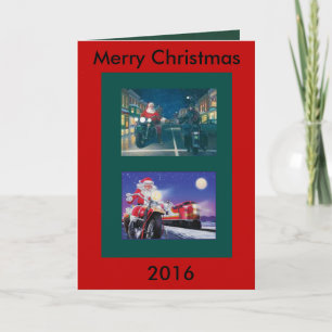 Père Noël sur une carte de Noël moto