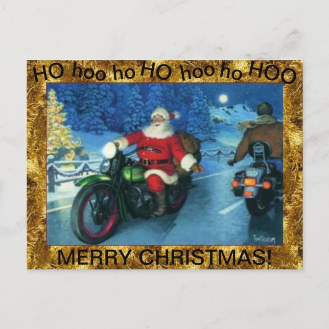 Père Noël sur une carte postale moto (Devant)