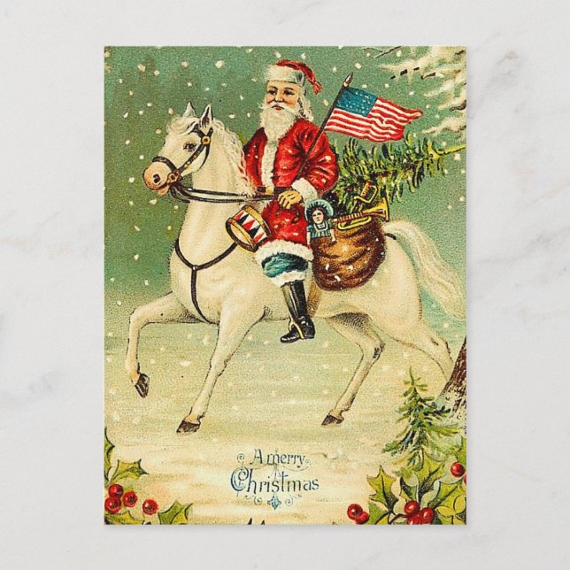 Père Noël sur une carte postale vintage de Noël de (Devant)