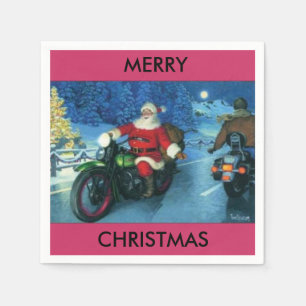 Père Noël sur une serviette en papier moto
