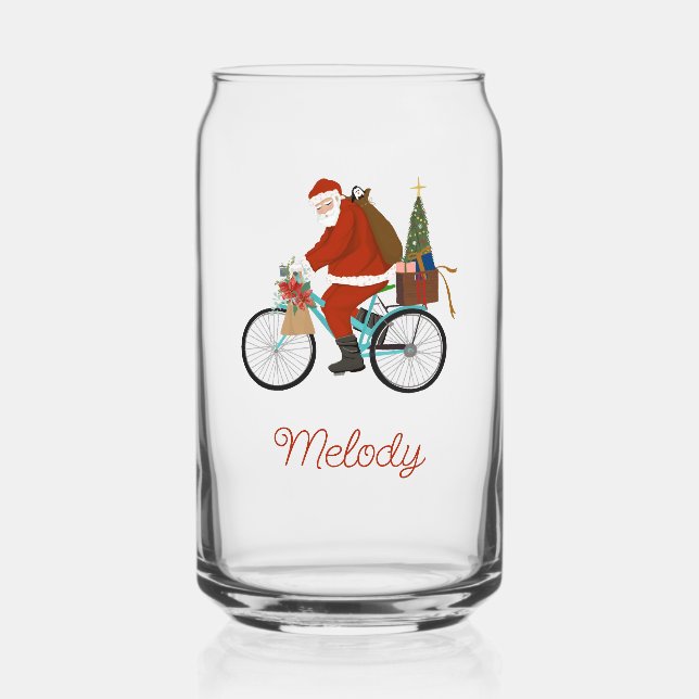 Père Noël Sur Vélo Enfants Lait Personnalisé Noël (Recto)