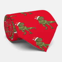 Père Noël T-Rex Dinosaur Noël Cravate de Noël