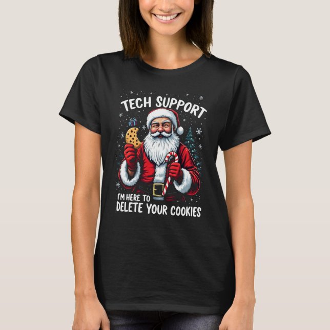 Père Noël Tech Support Noël Humour T-shirt (Devant)