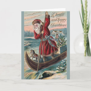 Père Noël victorienne en canoë Carte de voeux de N