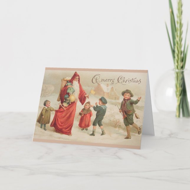 Père Noël victorienne et carte de Noël pour enfant (Devant)