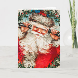 Père Noël vintage au téléphone Carte de vacances