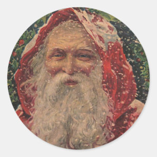 Père Noël vintage dans la neige - autocollant