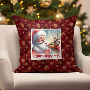Père Noël Vintage Rudolph Coussin de Noël Chaleur 