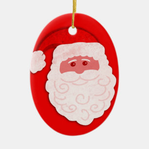 Père Noël "vos salutations" ornement rouge & blanc