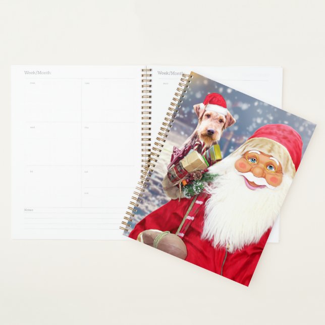 Père Noël w Cadeaux de Noël Airedale Chien (Devant avec enveloppe)