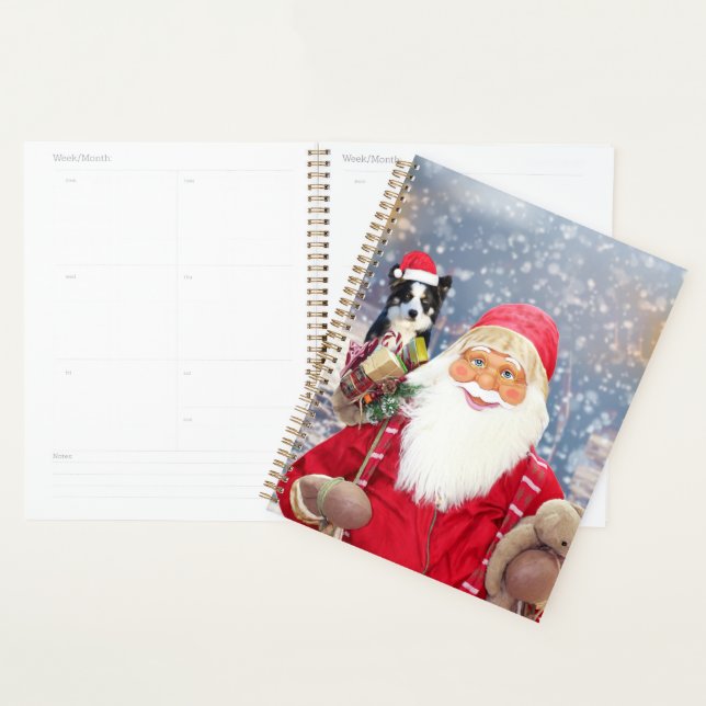 Père Noël w Cadeaux de Noël Bordure Collie Chien (Devant avec enveloppe)