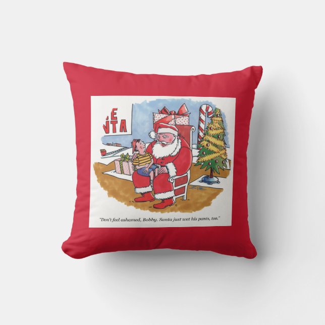 Père Noël Wet carré rouge lancer oreiller (Recto)