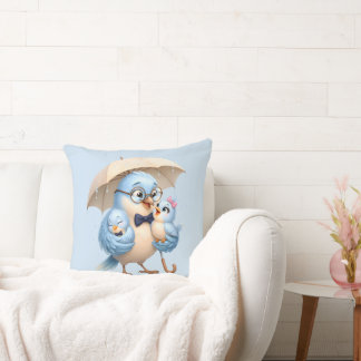 Père Oiseau Coussin de Jet Décor de Famille