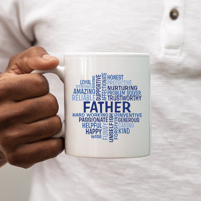 Père Word Cloud Café Mug dans les tons bleu (Créateur téléchargé)