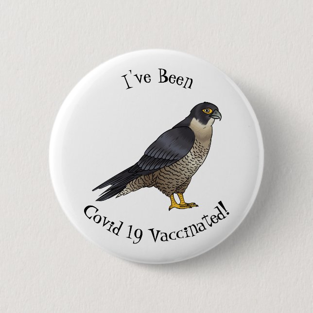 Peregrine falcon bird cartoon illustration 2 inch round button (Front)