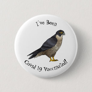 Peregrine falcon bird cartoon illustration 2 inch round button
