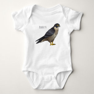 Peregrine falcon bird cartoon illustration baby bodysuit
