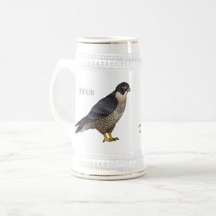 Peregrine falcon bird cartoon illustration beer stein