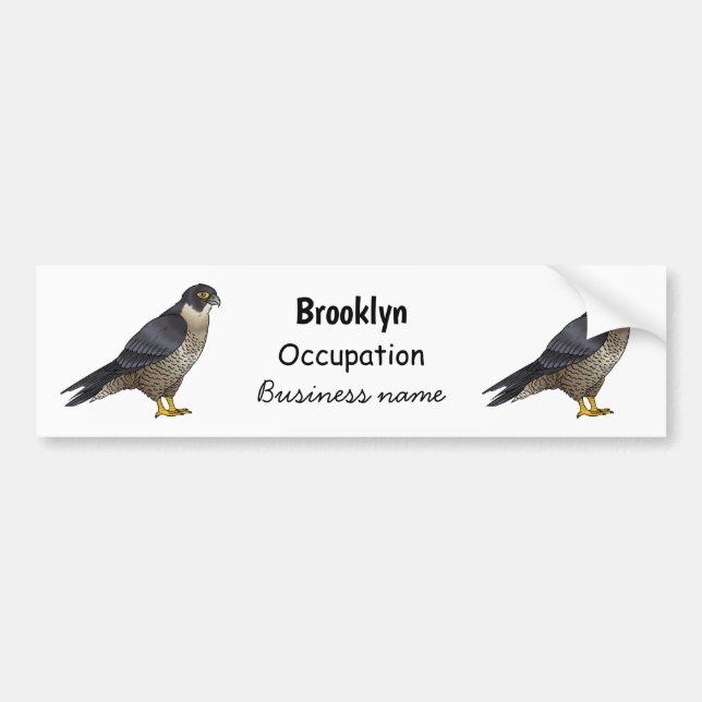 Peregrine falcon bird cartoon illustration bumper sticker (Front)