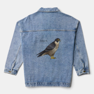 Peregrine falcon bird cartoon illustration  denim jacket