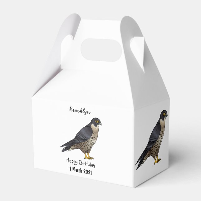 Peregrine falcon bird cartoon illustration favor box (Front Side)