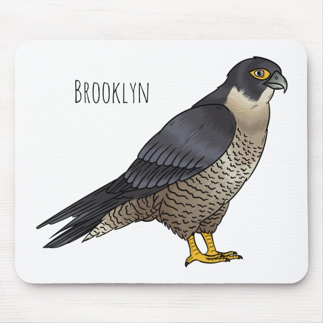 Peregrine falcon bird cartoon illustration  mouse pad (Front)
