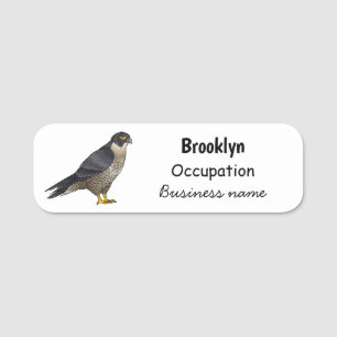 Peregrine falcon bird cartoon illustration name tag