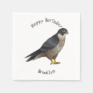 Peregrine falcon bird cartoon illustration  napkin