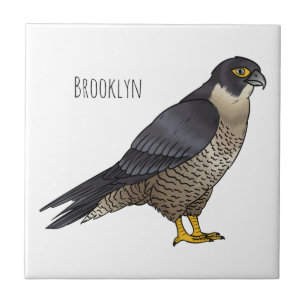 Peregrine falcon bird cartoon illustration  tile