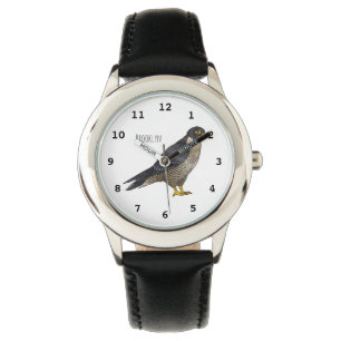 Peregrine falcon bird cartoon illustration watch