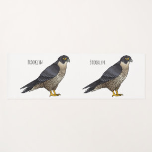 Peregrine falcon bird cartoon illustration yoga mat