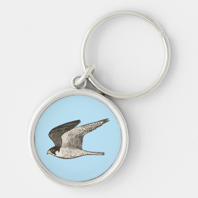Peregrine Falcon cool bird illustration Keychain (Front)