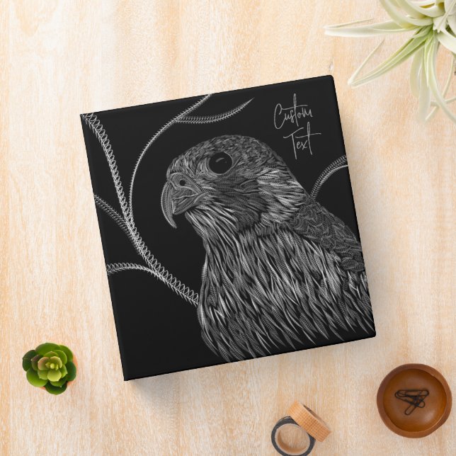 Peregrine Falcon in Tree Branches with Handwriting Binder (In Situ)