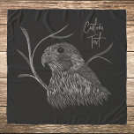 Peregrine Falcon in Tree Branches with Handwriting Scarf<br><div class="desc">Black and white artwork of a peregrine falcon framed by bare tree branches. Use the easy custom text template to add a name, monogram, inspiring word, short favourite phrase or other special message in handwriting style font. Edit to move elements or change the background to any colour you wish. ♡...</div>