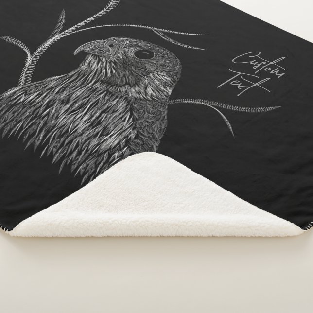 Peregrine Falcon in Tree Branches with Handwriting Sherpa Blanket (3/4)
