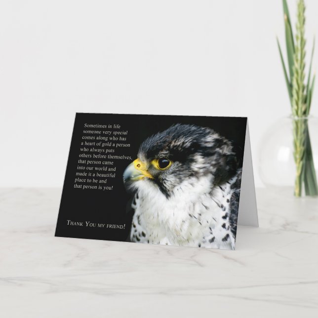 Peregrine Falcon Merci Carte de voeux ami (Devant)