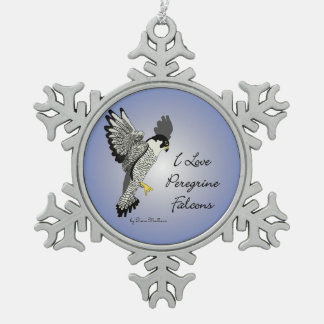 Peregrine Falcon pewter snowflake ornament