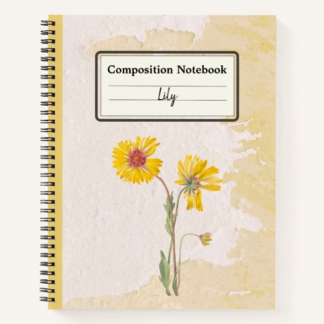 Perennial Gaillardia Flower Personalized Comp Notebook (Front)