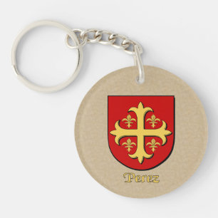 Perez Historical Shield and Spanish Flag Keychain