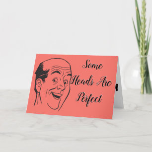 Perfect 50th Birthday Retro Bald Man Head Coral Card