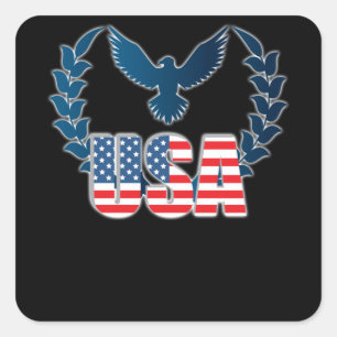 Perfect American Flag Eagle Art - USA flag Square Sticker