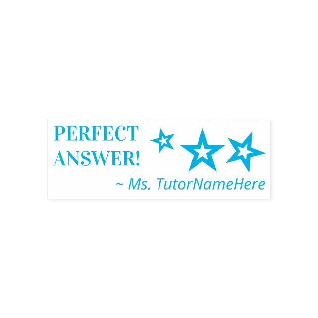 "PERFECT ANSWER!" Educator Rubber Stamp (Design)