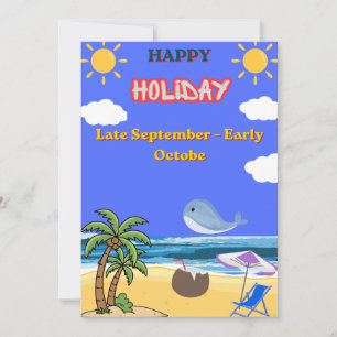 🏖️ Perfect Autumn Beach Getaway   Late September  Holiday Card