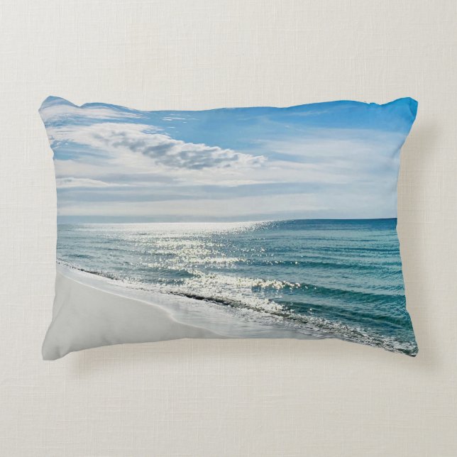 Perfect Beach Day My Happy Place Coastal Tropical Accent Pillow (Front)