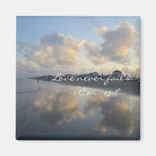 Perfect Beach Love Never Fails -1 Cor. 13:8 Magnet