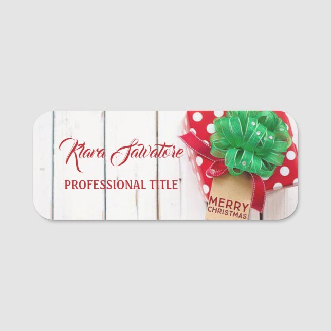 Perfect Beautiful Christmas Red Gift  Name Tag (Front)