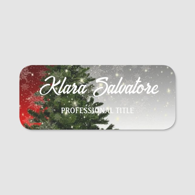 Perfect Beautiful Christmas Tree Stars Name Tag (Front)